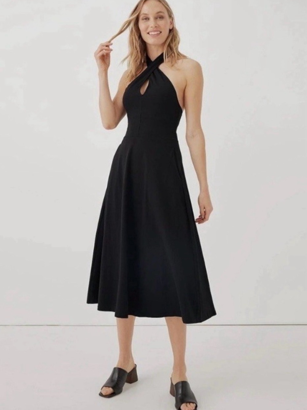 Pact Modern Halter Organic Cotton Midi Dress Size Xs